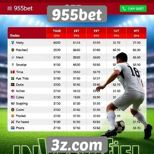 Comparação das odds oferecidas pelo 955bet